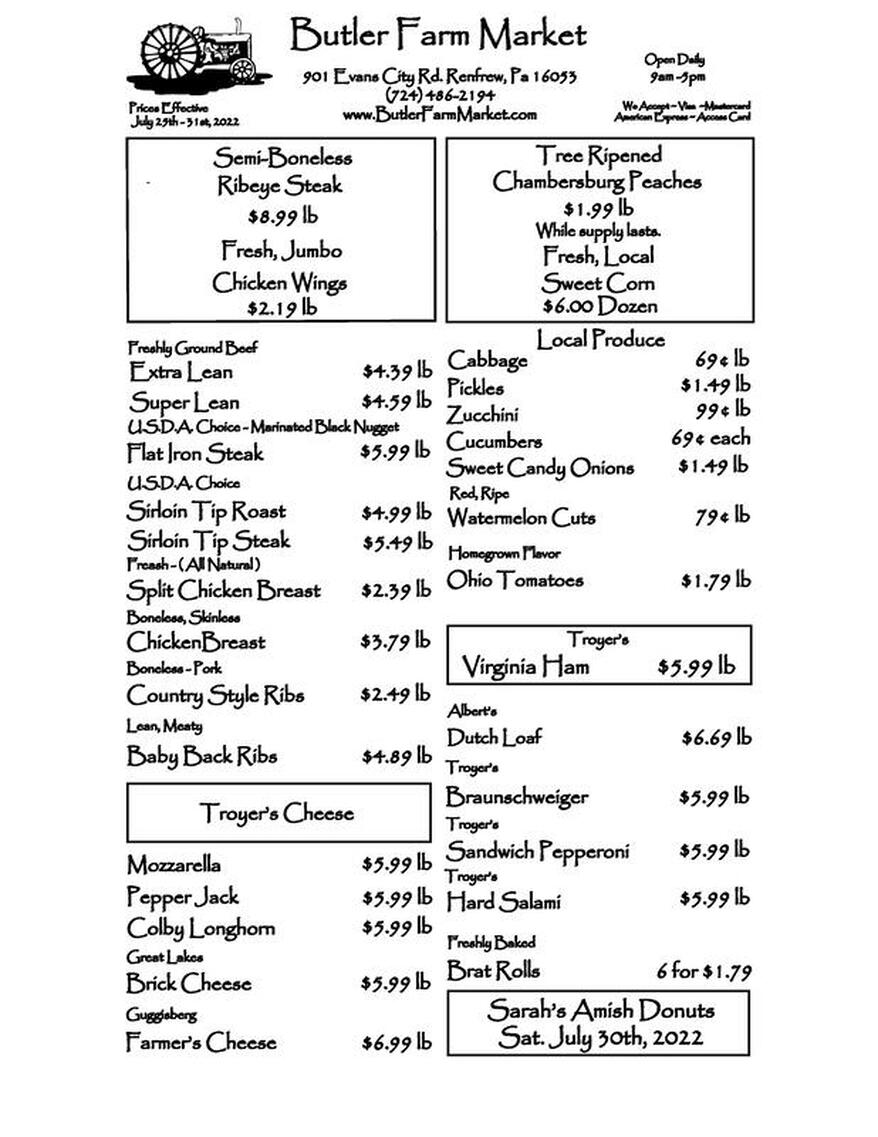 Weekly Specials Butler Farm Market